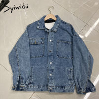 Syiwidii Jean Jacket Women Clothes Oversized Jeans Denim Coat Korean Coats Spring Fall New Jackets for Women Solid Casual