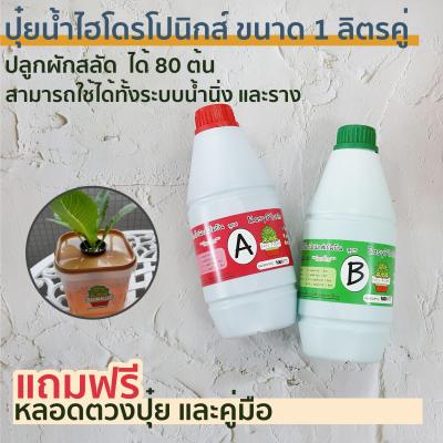 ปุ๋ยน้ำ AB ไฮโดรโปนิกส์ ชนิดเข้มข้น ขนาด 1 ลิตร Hydroponic ปุ๋ยน้ำ a b ผักสลัด ปุ๋ยไฮโดรโปนิกส์ ปุ๋ย AB (A 1 ลิตร B 1 ลิตร)