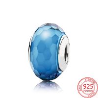 2023 New Opalescent Ocean Deep Blue Charm Jellyfish Pendant Blue Gecko Beads Seashell Clasp Leather Bracelet 925 Sterling Silver