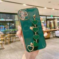 Luxury Plating Love heart chain Wrist Bracelet soft case for iphone 12 11 Pro Max MiNi X XS XR 7 8 Plus SE  Fashion Cover