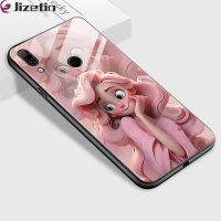 Jizetin เคสใส่โทรศัพท์แก้วสำหรับ Huawei Y7 2019 Y7A 2020 Y7P Y7 2019กันกระแทก3D รอยยิ้มชุดเจ้าหญิงฝาครอบที่อยู่อาศัยกระจกเทมเปอร์