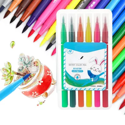 Soft Tip Marker Brush Pen with Water Soluble Ink 12/24/36 Colors Set for Calligraphy Sketching Rhyming Color Painting