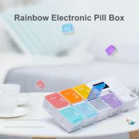 [HOT ZUQIOULZHJWG 517] Square Grid สมาร์ทนาฬิกาปลุกอิเล็กทรอนิกส์ Pill Box Pill Case กันน้ำแบบพกพา7วัน Pill Box Health Care สำหรับผู้หญิง Man