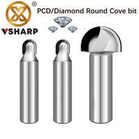 Vsharp PCD รอบด้านล่างบิต PCD งานไม้ Cove กล่องเราเตอร์บิตตู้ประตูแผงบอลร่อง End Mill สำหรับ MDF พาร์ติเคิลบอร์ด