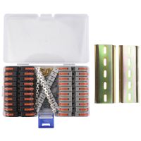 DIN Rail Terminal Blocks Kit, with Universal Compact Connectors, Connection Bar, Marker Strip, Screws, 28-12 AWG