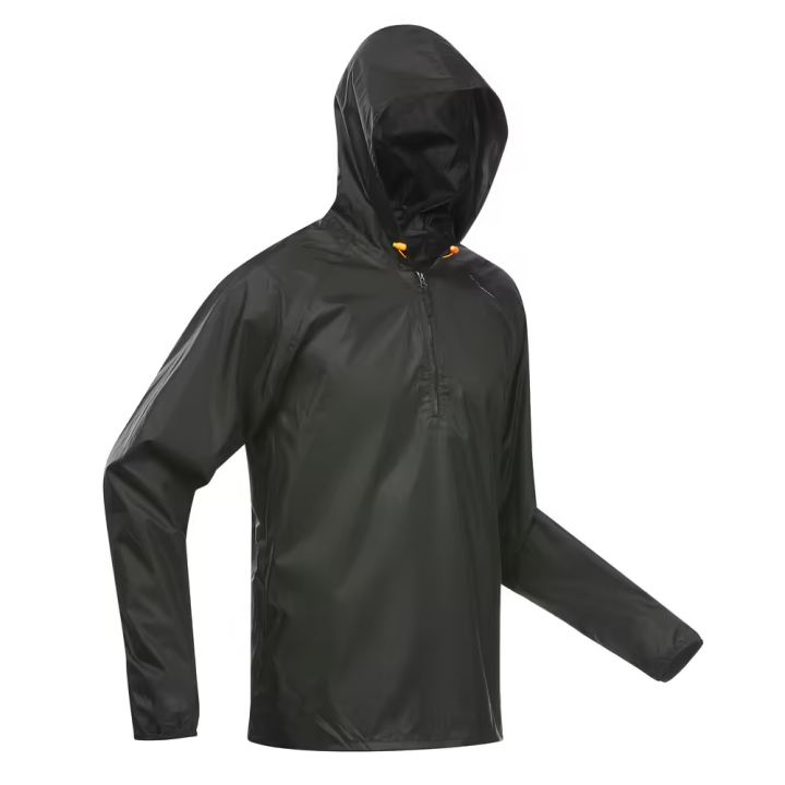 quechua-เสื้อแจ็คเก็ต-เสื้อแจ็คเก็ตกันฝน-เสื้อแจ็คเก็ตกันลมกันฝนสำหรับผู้ชาย-เหมาะสำหรับใส่เดินป่า-men-s-raincoat-waterproof-jacket-half-zip-พร้อมส่ง