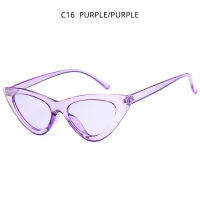 HOOBAN Sexy Cat Eye Women Sunglasses Brand Designer Triangle Sun Glasses Fashion Transparent Frame Ocean Color Lens Shades UV400