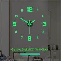 Simple Luminous Mute Clock DIY Stereo Digital Wall Clock Living Room Bedroom Digital Wall Sticker Clock European-Style