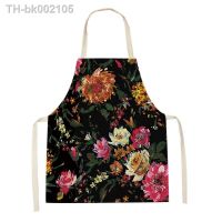 ┇❀✶ Watercolor Flower Pattern Cleaning Kitchen Aprons Home Decor Cooking Household Apron Linen Adult Kids Bibs Kitchen Accessories