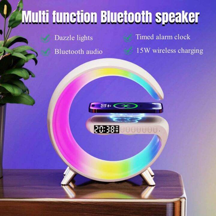 Bluetooth Speaker 15W LED Atmosphere RGB Light Wireless Charger Desk ...