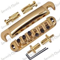 WK-A Set Gold Roller Saddle Tune-O-Matic Bridge and Tailpiece For LP Electric Guitar / Small Stopbar studs