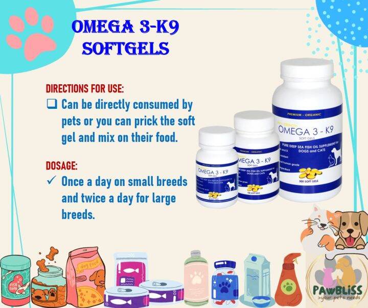 Omega 3K9 Pure Deep Sea Fish Oil for Dogs and Cats Supplement Soft