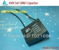 (10pcs/lot)(CBB Capacitors) 3uf 450V AC CBB61 Metallized Capacitor For Motor Start-up Ceiling Fan TOL:10