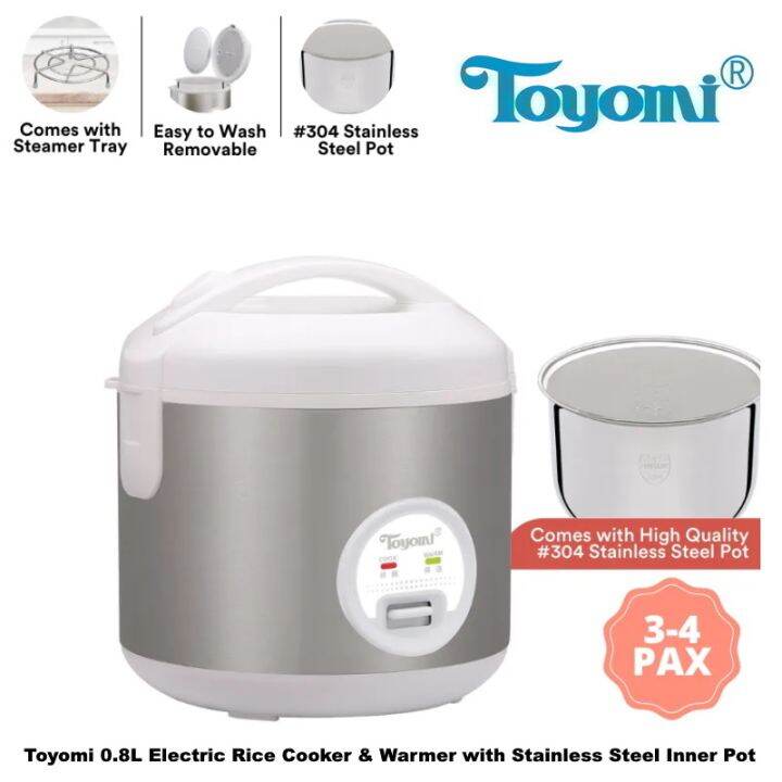 Toyomi 0.8L Electric Rice Cooker & Warmer with Stainless Steel Inner Pot RC 801SS Lazada Singapore
