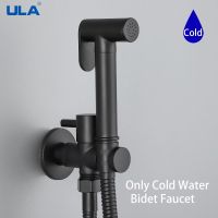 ULA Black Chrome Portable Bidet Sprayer Brass Toilet Bidet Faucet Only Cold Water Bathroom Mixer Shattaf Valve hygienic shower