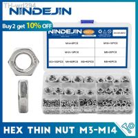 NINDEJIN 288pcs Hex Hexagon Thin Nuts Assortment Kit M3 M4 M5 M6 M8 M10 M12 304 Stainless Steel Metric DIN439 Hex Thin Nuts Set