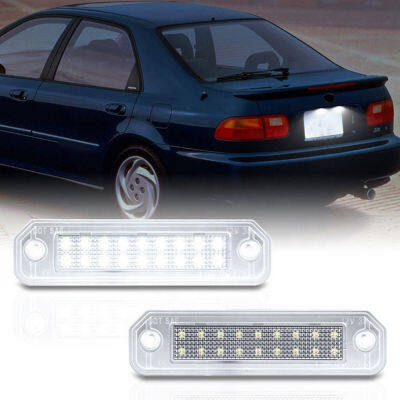 2ชิ้นไฟป้ายทะเบียน LED 300 LM หมายเลขป้ายทะเบียนรถไฟสำหรับฮอนด้า Civic CR-X เครื่องปรับอากาศรถยนต์ Integra SJ อุปกรณ์ตกแต่งรถยนต์