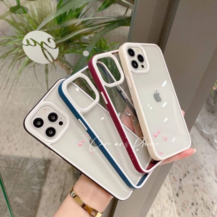 iphone-11-11-pro-max-12-12-pro-12-pro-max-เคสกันกระแทก-หลังใส-ขอบสีทูโทน-ขอบกล้องนูน-ขอบสีคลุมรอบเครื่อง