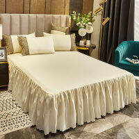 12pc Solid Bed Skirt Or French Lace Pillowcase Beige Mattress Cover Grey Bedclothes Full Double King Home Decor Textile 120*200