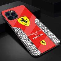 เคสสำหรับไอโฟนโทรศัพท์กันกระแทก Ferrari 14 /Pro/plus/Pro Max/ 13/12/11-กระจกป้องกัน