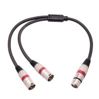 อะแดปเตอร์เสียง XLR 3Pin ตัวแยกสัญญาณสายลำโพงหญิง XLR ไปเป็น Dual- XLR ชาย