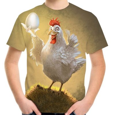 Animal Chicken Egg 3D Print T-Shirt For Girls Boys Children Summer New Popular Kids Baby Fashion Cool Funny Cute Clothes T Shirt