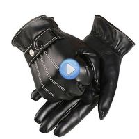 【CW】 Leather Gloves Men Touchscreen Warm Outdoor Windproof Skiing Camping Hiking Motorcycle