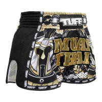 กางเกงมวยไท กางเกงกีฬา กางเกงมวย ทัฟฟ์ TUFF BOXING SHORTS POLYESTER GOLDEN GLADIATOR BLACK MUAY THAI MMA BOXING KICKBOXING