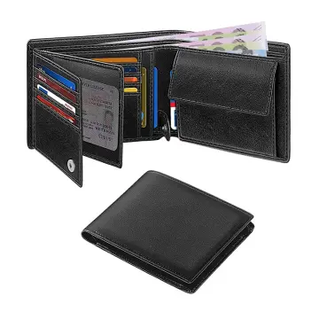Bullcaptain Large Capacity Genuine Leather Bifold Wallet/Credit Card Holder  for Men with 15 Card Slots QB-027 (Black)