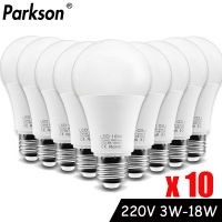 10ชิ้นหลอดไฟ LED โคมไฟ E27 AC220V 240โวลต์พลังงานจริงหลอดไฟ LED 18วัตต์15วัตต์12วัตต์9วัตต์6วัตต์3วัตต์ L Ampada LED สปอตไลโคมไฟ LED แสง