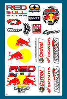 สติกเกอร์ PVC Red Bull Motocross Team สีแดง สติกเกอร์แต่งรถ สำหรับรถมอเตอร์ไซค์ ติดรถยนต์ หมวกกันน็อค โลโก้ Logo สปอนเซอร์ Sponsor Racing Stickers จำนวน 1 แผ่น