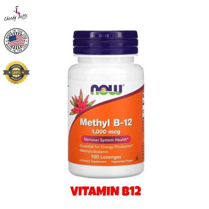 NOW Methyl B12, Vitamin B12, Methylcobalamin, 1,000mcg, 100 Lozenges