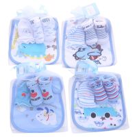 1 bag Baby Cotton Bibs Towel Socks Sets Newborn Kids Burp Cloths Socks Anti-scratch Gloves Boys Girls Christmas Birthday Gift