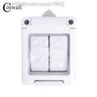 Coswall CE Certification IP44 Level Waterproof Dust-proof Outdoor External Wall Switch 2 Gang On / Off Light Switch