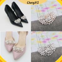 CHONGXI 1pcs พลอยเทียมเทียม เจ้าสาวในบ้าน รองเท้าสำหรับงานแต่งงาน ที่หนีบริบบิ้นโบว์ คลิปตกแต่งรองเท้า คลิปเงางาม หัวเข็มขัดเสน่ห์