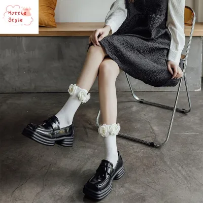 DGJKF ใส่สบาย ญี่ปุ่น แฟชั่น ผ้าฝ้าย ฤดูใบไม้ผลิ JK ถุงเท้าโลลิต้า ถุงเท้าผู้หญิง ถุงเท้าผู้ชายแข็งแรง ถุงเท้ากุหลาบ