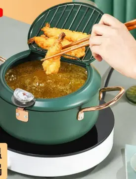 Deep Frying Pot With Strainer Basket Tong Stainless Steel Japanese Tempura Frying  Pot For French Fries Chicken