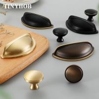 Bronze Shell Shape Drawer Handle Solid Brass Cabinet Knob Wardrobe Dressing Table Furniture Handle/ 76MM Black Handle