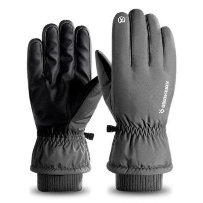 CFB ถุงมือฤดูหนาวเล่นสกีกลางแจ้งหน้าจอสัมผัสขนแกะ Windproof ถุงมือขี่จักรยาน