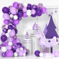 JOLLYBOOM ลูกโป่งสีม่วง Garland Arch Kit, Light Metallic Confetti ลูกโป่งสีม่วงชุดสำหรับผู้หญิงสีม่วงวันเกิด Baby Shower อุปกรณ์งานแต่งงานอุปกรณ์ตกแต่งงานเลี้ยงวันเกิดงานแต่งงาน