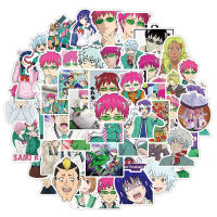 Saiki Kusuo สติ๊กเกอร์กราฟฟิตีสำหรับสเก็ตบอร์ดแล็ปท็อป50ชิ้นสำหรับแท่งรูปลอกสเกตบอร์ด