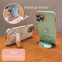 HelloKitty Making Up Mirror Holder iPhone 14 13 12 XR XS X 8 7 6 6S 2020 Plating Coque