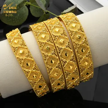 Dubai Open Cuff Bangle For Women Moroccan Big Gold Color Bracelet