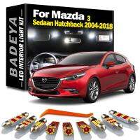 BADEYA ชุดไฟเก๋ง LED ข้อผิดพลาดรถฟรี Canbus สำหรับ2004-2016 2017 2018 Mazda 3 Sedaan Hatchback โคมไฟหีบฝาทรงโค้งอ่านแผนที่