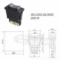 1ชิ้นสวิตช์กระจกไฟฟ้ารถยนต์อัตโนมัติ5หมุดสีดำ DC 12V 20A พลาสติกสากล