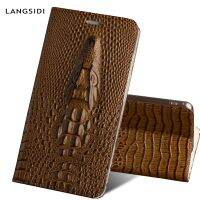 ♙ Genuine Leather Flip Case For iphone 12 11 13 14 Pro Max 14Pro 13 Mini X XR XS 6S 6 7 8 Plus SE 2020 Card Slot 3D Crocodile head