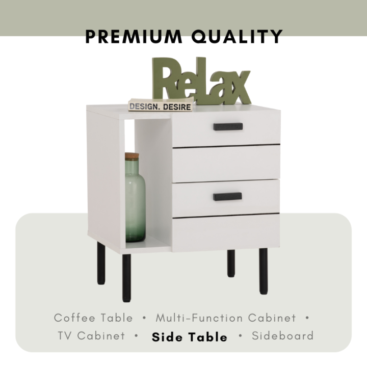 ALiST KOTKA White Bedside Table With Drawer /Minimalist Bedside Table