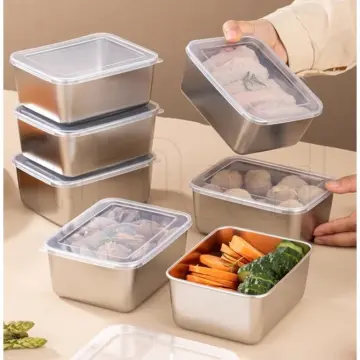 Thicken Stainless Steel Storage Tray With Lid Rectangle Food Plate