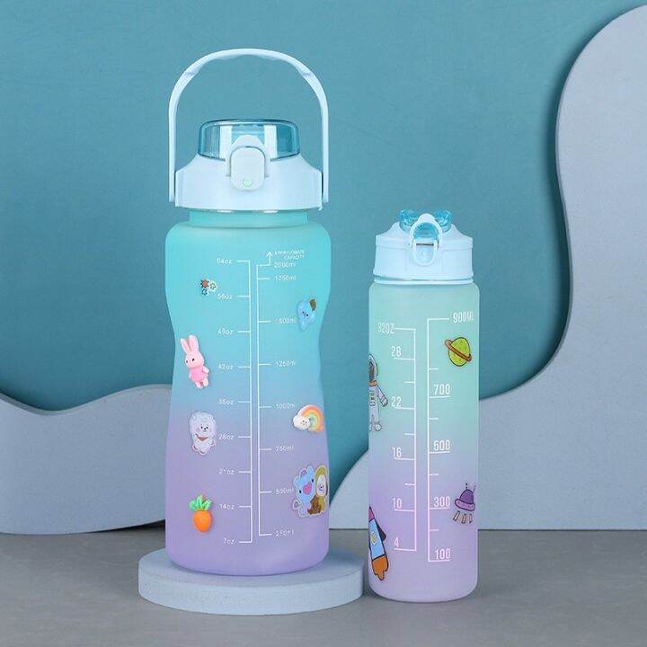 【READY STOCK】 2 in 1 Pastel Motivational Water Bottle Tumbler with ...