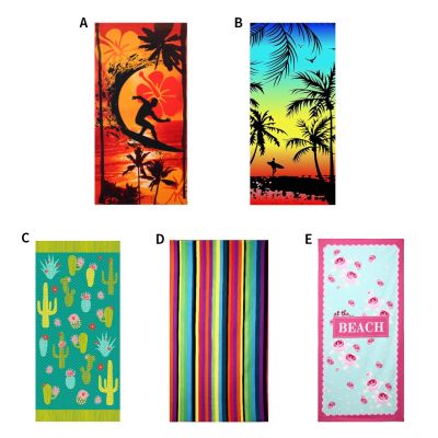 ❡▩ Beach Towel Water Absorb Swim Towel Polyester Portable Bath Sheet for Children Adults Blue Rose